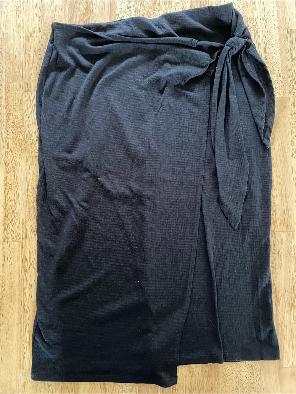 a new day Black Faux Wrap Tie Midi Skirt